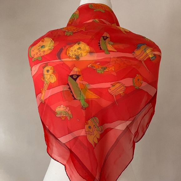 VINTAGE HERMÈS PARIS AU CLAIR DE LA MER SILK CHIFFON SCARF - Picture 11 of 14